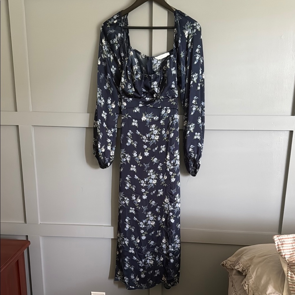 Lush Blue Bishop Sleeve Sweetheart Gown